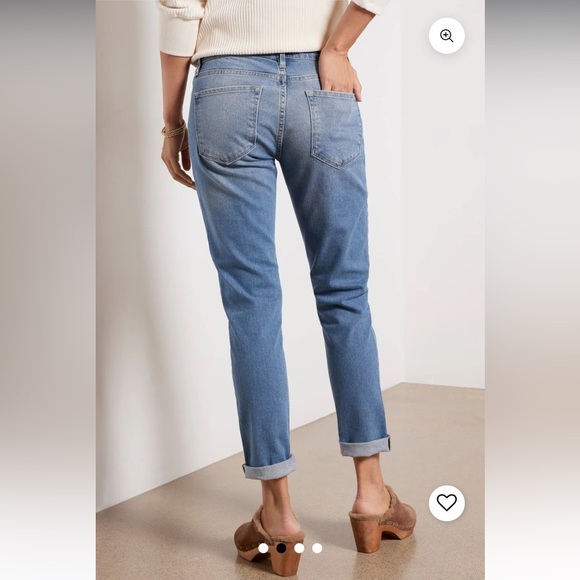 Frame Le Garçon Rolled Raw Hem Boyfriend Jeans Deepwater Wash - Picture 2 of 15